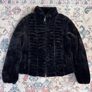 Alpine Studio Faux Fur Black Jacket - size Medium